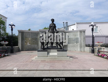 Orenburg, Russia - June 23, 2016. Interesting Monument The First Teacher in Orenburg, Russia, Stock Photo