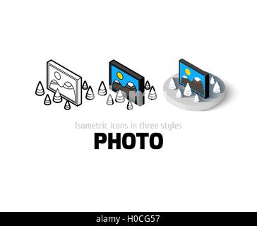 Photo icon in different style Stock Vector