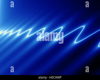 Abstract fractal image of white light rippling across blue surface Stock Photo