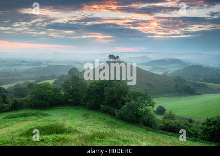 A stormy sunrise over Colmer's Hill at Symondsbury near Bridport in Dorset Stock Photo