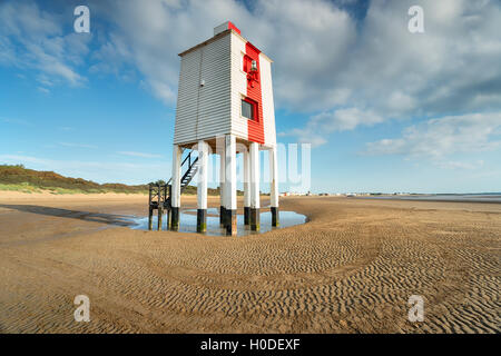 A wooden lighthouse on legs at Burnham on Sea on the coast of Somerset Stock Photo