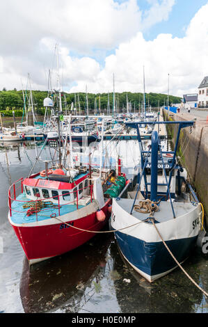 Scottish fishing boats moored in Stornoway Harbour on the Isle of Lewis in the Outer Hebrides. Stock Photo