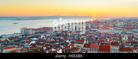 Lisbon panorama in the beautiful sunset. Portugal Stock Photo