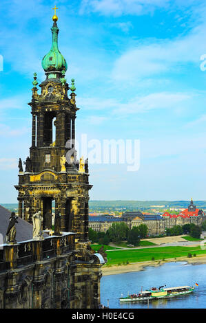 Church of the Holy Cross in Dresden, of the Evangelical Church in Germany, is the largest church in Saxony. Stock Photo