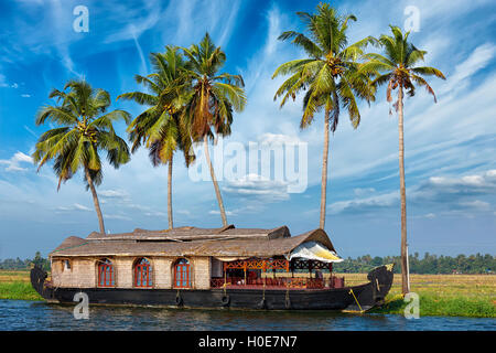 Houseboat on Kerala backwaters, India Stock Photo