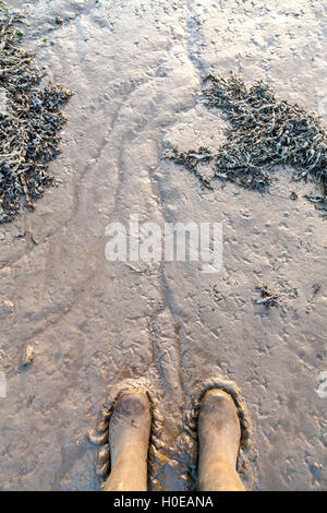 Boots stuck in the mud Stock Photo