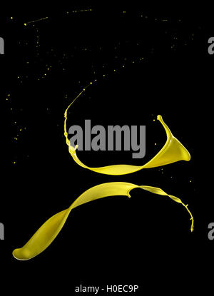 Colored paint splashes isolated on black background Stock Photo