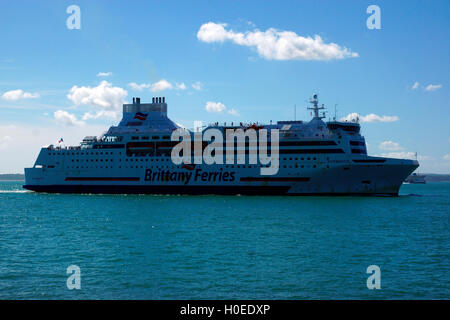 MV NORMANDIE, CAEN, BRITTANY FERRIES. HEADING TO PORTSMOUTH HARBOUR. Stock Photo