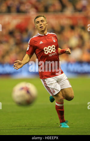 Nottingham Forest's Ben Osborn during the EFL Cup, Third Round match at the City Ground, Nottingham. PRESS ASSOCIATION Photo. Picture date: Tuesday September 20, 2016. See PA story SOCCER Forest. Photo credit should read: Nigel French/PA Wire. RESTRICTIONS: No use with unauthorised audio, video, data, fixture lists, club/league logos or 'live' services. Online in-match use limited to 75 images, no video emulation. No use in betting, games or single club/league/player publications. Stock Photo