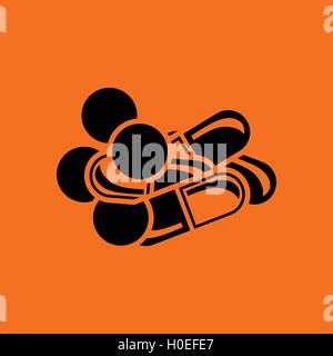 Pill and tabs icon. Orange background with black. Vector illustration. Stock Vector