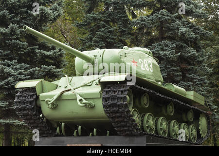 Soviet tank from WWII period, historical military monument in Saint-Petersburg, Russia Stock Photo