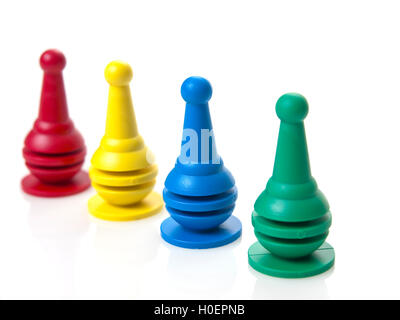 colored pawns isolated on white background Stock Photo