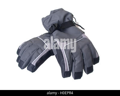 Pair of winter ski gloves isolated on white background Stock Photo