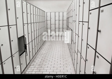 Wardrobes and lockers in the changing room of a swimming pool Stock Photo