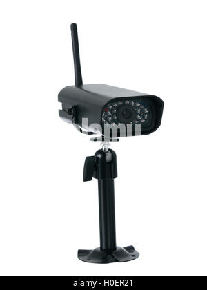 Wireless surveillance camera isolated on white background Stock Photo