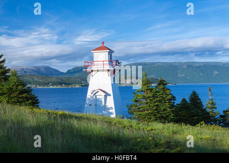 A small lighthouse at Woody Point, Newfoundland and Labrador, Canada. Stock Photo