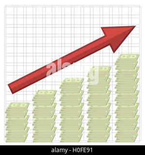 Growth of Dollars. American Banknotes. Cash Money. Stock Vector