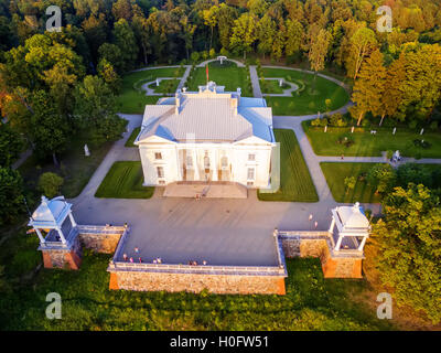 Trakai, Lithuania: Aerial UAV top view of Uzutrakis Palace