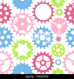 Machine Gear Wheel Cogwheel Seamless Pattern Background. Vector Stock Vector