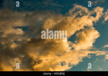 Blue sky with different types of clouds. Panoramic photo background ...