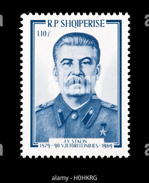 Postage stamp from Albania depicting Stalin, 90th anniversary of birth. Stock Photo