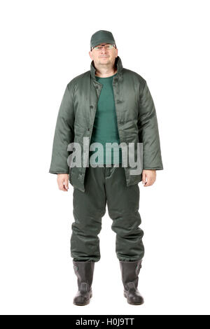 Worker in winter vest and pants. Stock Photo