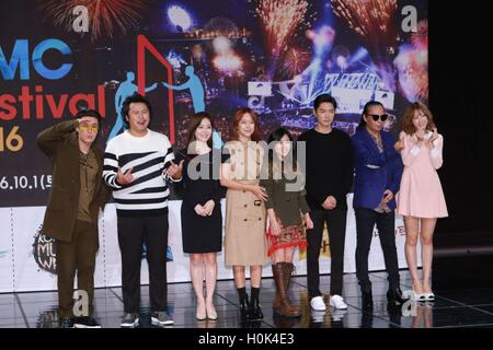 Seoul, Korea. 21st Sep, 2016. EXIDHaNi, Lena Park and Baek Ji Young etc. attend the press conference of 2016 DMC Festival' in Seoul, Korea on 21th September, 2016.(China and Korea Rights Out) © TopPhoto/Alamy Live News Stock Photo