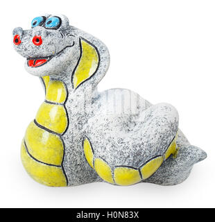 Ceramic statue snake isolated on white background Stock Photo