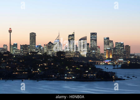 Sunset over point Piper in Sydney CBD from the eastern suburbs Vaucluse Sydney Australia Stock Photo