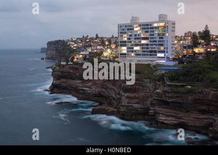 Evening light on this iconic apartment building at Diamond Bay Sydney Australia Stock Photo