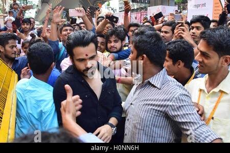 Bollywood actor Emraan Hashmi Parveen Shahani visit Ganesh Galli Ka Raja to offer prayer occasion of Ganesh festival Mumbai Stock Photo