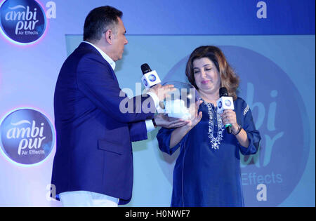 Bollywood actor Boman Irani and filmmaker Farah Khan during a promotional event by Ambi Pur, in Mumbai, India Stock Photo