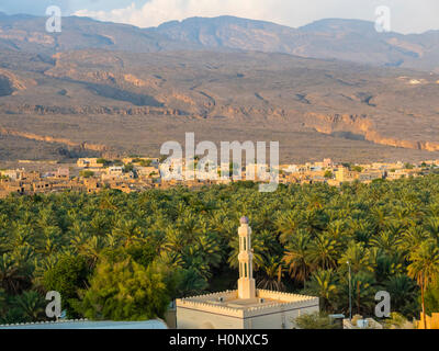 Al-Hamra, oasis in Jebel Shams, Wadi Misfah, mountain village, Al Hajar al Gharbi Mountains, Ad Dakhiliyah, Oman Stock Photo