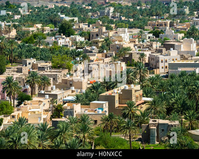 View of Bahla, oasis in Jebel Shams, Al Hajar al Gharbi Mountains, Ad Dakhiliyah, Oman Stock Photo