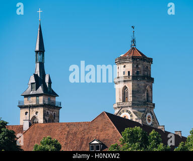 Collegiate church towers, Stuttgart, Baden-Württemberg, Germany Stock Photo