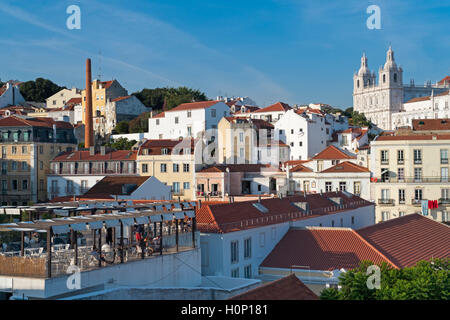 View across Alfama district to Sao Vicente de Fora church Lisbon Portugal Stock Photo