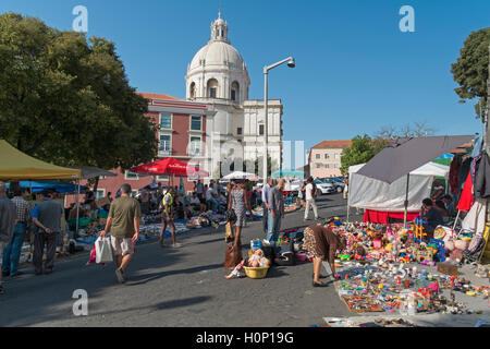 Feira da Ladra Thieves' Market. Santa Engracia church. Campo de Santa Clara Lisbon Portugal Stock Photo