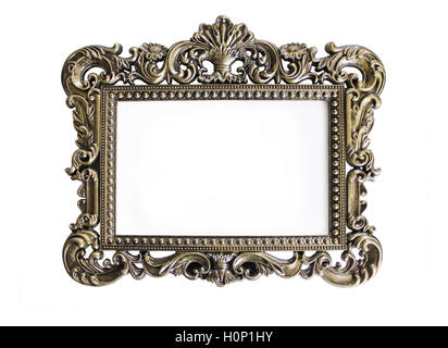 an ornate antique picture frame on a white background Stock Photo