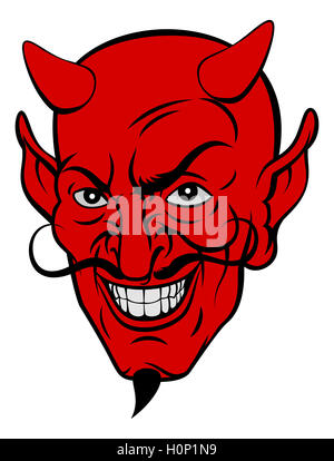 Cartoon red devil satan or Lucifer demon face with horns and a goatee ...