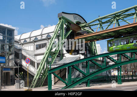 Deutschland, Nordrhein-Westfalen, Wuppertal, Haltepunkt Werther Brücke der Wuppertaler Schwebebahn Stock Photo