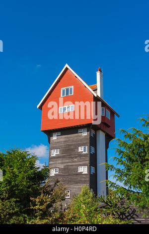 House In The Clouds Suffolk, view of the famous Thorpeness building now designated as holiday accommodation for rent, Suffolk, England, UK. Stock Photo