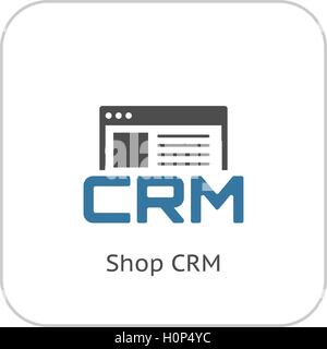 Shop CRM System Icon. Flat Design. Stock Vector