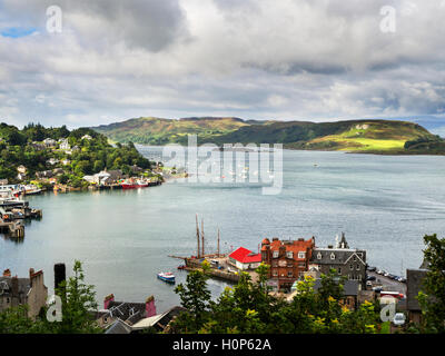 View Over the Bay to the Isle of Kerrera from McCaigs Tower above Oban Argyll and Bute Scotland Stock Photo