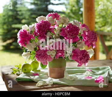 Bouquet of flowers including peonies. Stock Photo