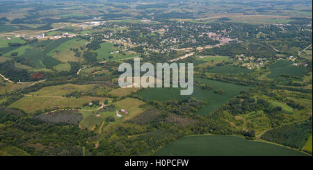 Aerial view of Mineral Point, Wisconsin on a beautiful summer day. Stock Photo