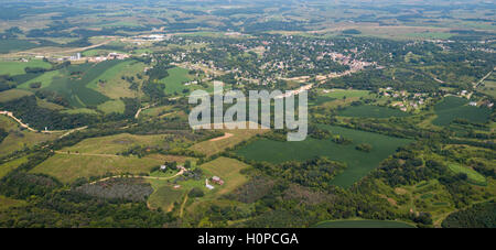 Aerial view of Mineral Point, Wisconsin on a beautiful summer day. Stock Photo