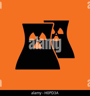 Nuclear station icon. Orange background with black. Vector illustration. Stock Vector