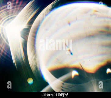 Abstract retro science fiction photo montage. Made of light effects, lens flares. Image is blurry, no sharp details. Stock Photo