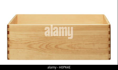 Empty wooden box isolated on white Stock Photo
