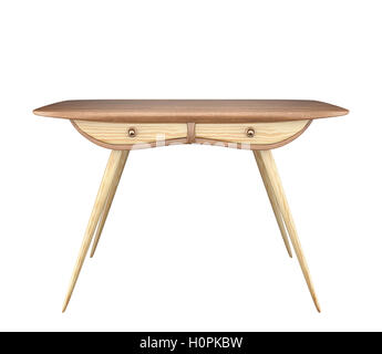 Wooden table with drawers isolated on white background. Stock Photo